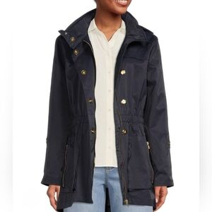 Antonio Melani Navy Zip Snap Hooded Cargo Utility Jacket XL